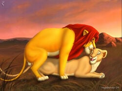 2009 disney feline female female_feral feral fur furry furry_only lion lioness male mammal nala simba straight testicles the_lion_king vagabundo