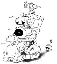 crossover disney eastern_and_western_character eve_(wall-e) group_sex johnny_5 krixata m-o monochrome nintendo oil orgy penetration pixar r.o.b. robot short_circuit wall-e wall-e_(character) white_background