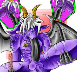 abs anthro anus autofellatio balls buwaro_elexion claws closed_eyes cum cum_in_mouth demon fellatio hair horns male male_only necklace nipples nude oral piercings red_eyes slightly_damned solo spread_legs stripes webcomic white_hair wings