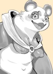 anthro bear big_belly blush breasts chubby female oposa panda sharp_teeth solo uyu