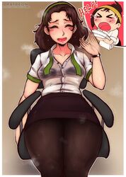 2girls blush female female_only monster_hunter monster_hunter_world musk pantyhose randomboobguy see-through serious_handler smell solo solo_focus steamy sweat sweaty thick_thighs wide_hips