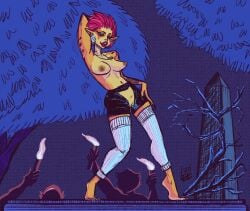 1girls anthro breasts cheetah female female_focus furry lee-g-88 nipples pussy red_hair scene_reference solo_focus