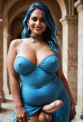 ai_generated big_balls big_penis brown_skin chubby chubby_futa curvaceous curvy curvy_figure curvy_futa dark_skin futanari indian realistic thick_thighs windblast