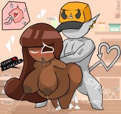 2026 background belly_expansion breasts brown_body brown_eyes brown_hair brown_skin chocolate chubby chubby_female cocoa cocoa_cookie cookie cookie_run cum cum_in_pussy cum_inside curvy dick digital_media_(artwork) dominant domination dress duo esmox_(mr_esmox) female female_only femsub genitals hat impregnation inflated_belly inflation male male/female male_penetrating maledom milk milking mr_esmox ovule penis self_insert sex sperm_cell tagme text vaginal_penetration video_games