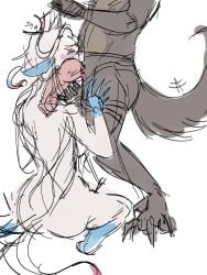 anthro blowjob furry houndoom knot knotted_penis knotting oral pokemon pokemon_(species) sylveon