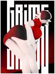 1girl 3d 3d_art 3d_render buttocks cheongsam clothing coel3d explicit female from_behind gardevoir grime_(coel3d) highres huge_ass large_ass lizard_girl logo looking_at_viewer looking_back monster_girl original_character pokemon qipao red_dress reptile_girl skirt solo text visiuun white_border