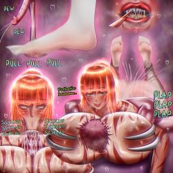 a.white arch-vile_(doom) between_breasts bite_mark bite_marks blowjob blowjob_face blowjob_only cbt cumming different_angle domination doom doom_(series) fellatio female_domination femdom foot_fetish foot_slave hdoom huge_breasts large_breasts mommy mommy_dom monster_girl muscular_male sandwiched_in_boobs sharp_teeth small_penis