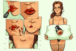 applying_lipstick body_horror fleshlight fleshlight_mouth lipstick living_fleshlight living_sex_toy nightmare_fuel no_mouth sex_toy sex_toy_transformation transformation what