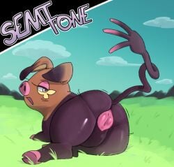 animal_genitalia animal_vulva big_butt butt female female_feral feral generation_9_pokemon genitals hooves looking_back lying mammal nintendo oinkologne on_side pokemon pokemon_(species) porcine_genitalia porcine_vulva raised_tail semitone solo suid suine tail thick_thighs vulva