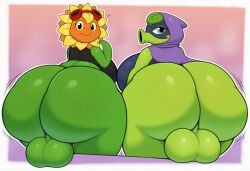 2futas ai_generated ass backsack balls ballsack big_ass big_balls big_boobs big_breasts big_butt boobs bottomless breasts butt dickgirl futa futanari green_shadow_(pvz) plants_vs_zombies plants_vs_zombies:_heroes pvz pvz_heroes solar_flare_(pvz) thicc thick_thighs