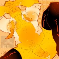 chubby entity hairy_male hand_on_head minecraft minecraft_(series) panting pleading_with_his_eyes precum_drip shirt_open spread_legs stockings sweating verity