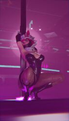 1girls 3d 3d_(artwork) black_gloves black_hair blender blush bunnysuit cleavage elbow_gloves epic_games eyeshadow female fishnet_legwear fishnet_pantyhose fishnets fortnite fortnite:_battle_royale fox_clan fox_ears full_body heels latex_gloves latex_leotard leotard long_gloves long_nail makeup mask masked piercing piercings pole pole_dancing posing red_eyes shiny_clothes solo squatting strip_club stripper the_fox_clan thick_thighs thigh_strap thighhighs vi_(fortnite) video_game_character video_games white_wrist_cuffs wide_hips wrist_cuffs