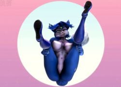 3d anthro ass boots breasts canid canine clothing daloaf female footwear fox genitals jumping krystal looking_at_viewer mammal mrwarfaremachine nintendo pussy simple_background solo source_filmmaker spread_legs spreading star_fox video_games