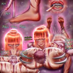 a.white arch-vile_(doom) between_breasts bite_mark bite_marks blowjob blowjob_face blowjob_only cbt cumming different_angle domination doom doom_(series) fellatio female_domination femdom foot_fetish foot_slave hdoom huge_breasts large_breasts mommy mommy_dom monster_girl muscular_male sandwiched_in_boobs sharp_teeth small_penis