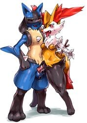 blush bodily_fluids braixen breasts claws cum cum_in_pussy cum_inside digitigrade duo eyelashes featureless_breasts female genital_fluids genitals hi_res lucario male nintendo omikuro one_eye_closed penetration penis pokemon pokemon_(species) pussy red_eyes saliva simple_background straight sweat tongue tongue_out vaginal_penetration video_games white_background wide_hips