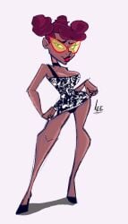 1girls 2019 aged_up april_o'neil april_o'neil_(rise_of_the_tmnt) big_breasts breasts cleavage dark-skinned_female dark_skin female female_only glasses lee-g-88 panties teenage_mutant_ninja_turtles