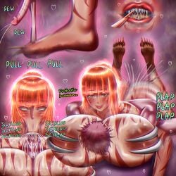 a.white arch-vile_(doom) between_breasts bite_mark bite_marks blowjob blowjob_face blowjob_only cbt cumming different_angle domination doom doom_(series) fellatio female_domination femdom foot_fetish foot_slave hdoom huge_breasts large_breasts mommy mommy_dom monster_girl muscular_male sandwiched_in_boobs sharp_teeth small_penis