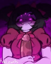 bowtie cum_on_face cum_on_tongue cumshot cumshot_in_mouth double_handjob handjob heart heart_symbol kailewds large_cock muffet muffet_(undertale) musi_cassie sound sticking_out_tongue tagme tongue tongue_out video voice_acted