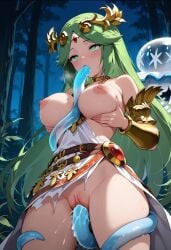ai_generated blush empty_eyes enslaved_goddess exposed_breasts exposed_pussy giving_in glowing_eyes goddess green_eyes green_hair hoipo hypnotized kid_icarus kid_icarus_uprising large_breasts long_hair mind_control nihilego palutena pokemon pushing_breasts_up rolling_eyes submissive tentacle_in_mouth tentacle_in_pussy torn_clothes