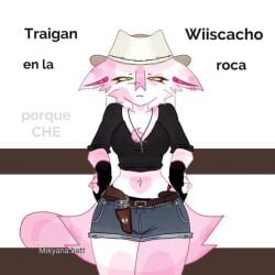 cat cowgirl cowgirl_hat cropped_shirt female female_only furry jean_shorts jorts kit_community midriff midriff_baring_shirt mikyana mikyana.batt sfw shorts suggestive