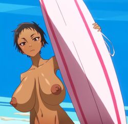 1girls abigail_jones arabian big_breasts breasts dark-skinned_male dark_skin edit female female_only great_pretender huge_breasts huge_nipples monkeyman_(artist) nipples nude outside sagging_breasts screenshot screenshot_edit short_hair solo surfboard tan-skinned_female tan_skin