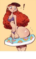 ! bottom_heavy breasts curly_hair curvy curvy_figure disney huge_ass inner_workings kate_(inner_workings) red_hair redhead swimsuit thick_ass wide_hips