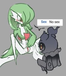ambiguous_gender duo female gardevoir generation_3_pokemon generation_7_pokemon genitals hi_res humanoid legendary_pokemon marshadow nintendo pokemon pokemon_(species) sitting una_mayonesa vulva