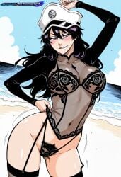 1girl 2d absurd_resolution absurdres adult ai ai-created ai_art ai_generated anime anime_coloring anime_screenshot bambietta_basterbine beach black_hair bleach bleach:_the_thousand-year_blood_war blush bushy_pubes cleavage clothing_pull clouds cowboy_shot curvy dancing day detailed_background digital_art dynamic_angle dynamic_pose exhibitionism exibitionism exited explicit female from_below full_body garter_straps glossy glossy_body glossy_skin gorgeous grey_eyes hair_between_eyes hairy hairy_pussy half-closed_eyes hat hentai hi_res high_contrast high_quality high_resolution highres hirsute huge_breasts in_heat large_breasts lingerie long_hair looking_at_viewer low_angle masturbation midriff narrow_waist navel nsfw ocean outdoors panty_pull patreon peaked_cap perfect_anatomy pervert_female plump presenting pubic_hair pulling_own_clothes purple_hair rating_explicit sand sea sexy sexy_body sexy_female sexy_pose shiny_skin sideboob sky smile smirk soft_shading solo solo_focus source_anime standing string_bikini string_panties teasing teasing_viewer thick_thighs tite_kubo_style underboob voluptuous voluptuous_body voluptuous_female water waves white_headwear wide_hips