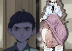 1boy 1futa 1girls 2026 2d 2d_(artwork) absurd_res absurdres balls ballsack big_cock big_penis bottomless bottomless_futa breasts brown_hair cock curvaceous curvy curvy_figure dick dickgirl erect_penis erection exposed_penis fear_and_hunger fear_and_hunger:_termina female foreskin futa_focus futanari genitals gigantic_cock gigantic_penis hi_res highres huge_balls huge_cock huge_penis huge_testicles intersex large_balls large_cock large_penis large_testicles levi_(fear_and_hunger) long_hair male marina_(fear_and_hunger) musk musk_clouds musky musky_balls musky_cock penis presenting presenting_breasts samarie_(fear_and_hunger) skirt skirt_lift skirt_up small_breasts straight_hair streachybear testicles thick thick_hips thick_legs thick_penis thick_thighs thighs trans trans_woman transfem transgender uncensored uncircumcised unretracted_foreskin wide_hips