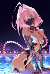 1girls blue_eyes color cyberpunk:_edgerunners cyberpunk_2077 cyberpunk_girl cyborg cyborg_girl female female_focus female_only hi_res long_hair looking_at_viewer pink_hair slim_waist solo solo_female talia_yang tan_body tan_skin thick_thighs