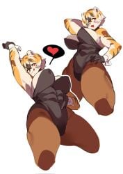 1girls amber_eyes anthro arknights aspirindabaitu big_breasts breasts bunny_ears bunnysuit female female_only mx99926 pantyhose simple_background solo solo_female thick_thighs tiger tiger_girl waai_fu_(arknights) white_background wide_hips