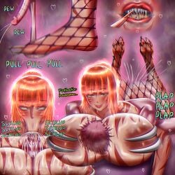 a.white arch-vile_(doom) between_breasts bite_mark bite_marks blowjob blowjob_face blowjob_only cbt cumming different_angle domination doom doom_(series) fellatio female_domination femdom foot_fetish foot_slave hdoom huge_breasts large_breasts mommy mommy_dom monster_girl muscular_male sandwiched_in_boobs sharp_teeth small_penis