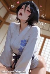 1boy 1girls ai_generated ass ass_focus ass_grab big_ass big_breasts black_eyes black_hair bleach bleach:_the_thousand-year_blood_war blush breast_grab breasts clothes clothing cute cute_face female female_focus female_on_top kuchiki_rukia large_ass large_breasts light-skinned_female light_skin long_hair looking_at_viewer nipples open_mouth penis penis_in_pussy pink_nipples pussy rukia_kuchiki sexy sexy_body sexy_female younger_female