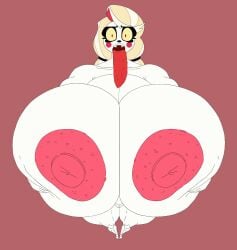 1girls areolae barefoot breasts charlie_morningstar_(hazbin_hotel) completely_nude completely_nude_female emzedits female female_only full_body hazbin_hotel huge_breasts naked naked_female nipples nude nude_female open_mouth pussy solo solo_female standing tongue tongue_out