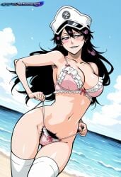 1girl 2d absurd_resolution absurdres adult ai ai-created ai_art ai_generated anime anime_coloring anime_screenshot bambietta_basterbine beach black_hair bleach bleach:_the_thousand-year_blood_war blush bushy_pubes cleavage clothing_pull clouds cowboy_shot curvy dancing day detailed_background digital_art dynamic_angle dynamic_pose exhibitionism exibitionism exited explicit female from_below full_body glossy glossy_body glossy_skin gorgeous grey_eyes hair_between_eyes hairy hairy_pussy half-closed_eyes hat hentai hi_res high_contrast high_quality high_resolution highres hirsute huge_breasts in_heat large_breasts lingerie long_hair looking_at_viewer low_angle masturbation midriff narrow_waist navel nsfw ocean outdoors panty_pull patreon peaked_cap perfect_anatomy pervert_female plump presenting pubic_hair pulling_own_clothes purple_hair rating_explicit sand sea sexy sexy_body sexy_female sexy_pose shiny_skin sideboob sky smile smirk soft_shading solo solo_focus source_anime standing string_bikini string_panties teasing teasing_viewer thick_thighs tite_kubo_style underboob voluptuous voluptuous_body voluptuous_female water waves white_headwear wide_hips