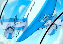 aircraft airplane anus dire_machine female genitals living_aircraft living_machine living_vehicle looking_at_viewer looking_back machine poisonsneksoffie solo vehicle vulva