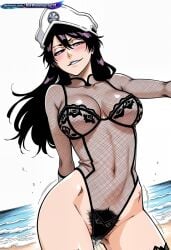 1girl 2d absurd_resolution absurdres adult ai ai-created ai_art ai_generated anime anime_coloring anime_screenshot bambietta_basterbine beach black_hair bleach bleach:_the_thousand-year_blood_war blush bushy_pubes cleavage clothing_pull clouds cowboy_shot curvy dancing day detailed_background digital_art dynamic_angle dynamic_pose exhibitionism exibitionism exited explicit female from_below full_body glossy glossy_body glossy_skin gorgeous grey_eyes hair_between_eyes hairy hairy_pussy half-closed_eyes hat hentai hi_res high_contrast high_quality high_resolution highres hirsute huge_breasts in_heat large_breasts lingerie long_hair looking_at_viewer low_angle masturbation midriff narrow_waist navel nsfw ocean outdoors panty_pull patreon peaked_cap perfect_anatomy pervert_female plump presenting pubic_hair pulling_own_clothes purple_hair rating_explicit sand sea sexy sexy_body sexy_female sexy_pose shiny_skin sideboob sky smile smirk soft_shading solo solo_focus source_anime standing string_bikini string_panties teasing teasing_viewer thick_thighs tite_kubo_style underboob voluptuous voluptuous_body voluptuous_female water waves white_headwear wide_hips