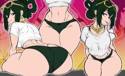 1girls 2d ass boku_no_hero_academia breasts clothed clothed_female female female_only green_hair kwalker1009 light-skinned_female light_skin long_tongue my_hero_academia post-timeskip solo solo_female thighs tongue tongue_out tsuyu_asui