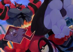 abs anthro balls biceps bodybuilder cum cum_on_penis cumming excessive_cum flexing furry gay hyper hyper_balls hyper_genitalia hyper_muscles hyper_penis hyper_testicles incineroar kunn_(artist) machoke male male_focus male_only muscles muscular muscular_arms muscular_ass muscular_back muscular_legs muscular_male muscular_thighs nipples pecs penis penis_growth pokemon pokemon_(species) testicles veins veiny_penis vore