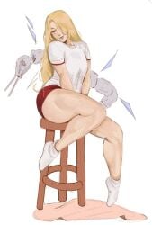 athletic athletic_female blonde blonde-haired_female blonde_female blonde_hair blonde_hair_female chair clothed clothes clothing curvaceous curvaceous_body curvaceous_female curvaceous_figure curvaceous_hips curvy curvy_body curvy_female curvy_figure female female_focus female_only hips jujutsu_kaisen long_hair muscular muscular_male muscular_thighs older_female shirt short_shorts shorts thick_hips thick_thighs thighs wide_hips yuki_tsukumo