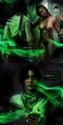 2girls big_breasts breasts citra_talugmai dark-skinned_female dark_skin dialogue far_cry far_cry_3 female light-skinned_female light_skin liza_snow nipples nude pubic_hair pussy tagme_(artist) text ubisoft