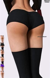 3d 3d_(artwork) ass ass_focus booty booty_shorts butt darkbahamuth female final_fantasy final_fantasy_vii high_thighs pinup simple_background stockings tifa_lockhart