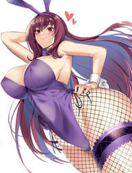 1girls bunny_ears bunny_girl bunnysuit clothed_female fate/grand_order fate_(series) female female_focus female_only kumakichi_(cost-lost) large_breasts long_hair nipples scathach_(fate) scathach_(piercing_bunny) solo solo_female solo_focus tagme