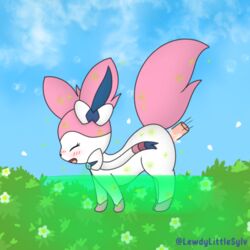 aurora_sylveon aurorasylveon blush bodily_fluids eeveelution female feral genital_fluids genitals nintendo penetration penis pokémon_(species) pokemon sex solo sylveon video_games