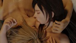 1boy 1girls 3d animated bed black_hair blender blonde blonde_hair cloud_strife completely_nude completely_nude_female completely_nude_male couple female final_fantasy final_fantasy_vii final_fantasy_vii_remake french_kiss french_kissing kiss kissing lying lying_down male no_sound nude nude_female nude_male pale-skinned_female pale-skinned_male pale_skin straight tifa_lockhart tifan tongue tongue_kiss video