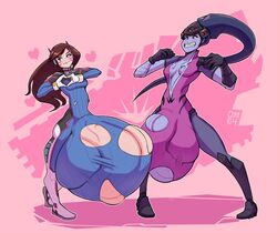 2futas balls breasts bulge d.va dickgirl futa_only futanari huge_balls huge_cock huge_testicles hyper_balls hyper_penis lucy_fuchs overwatch penis testicles widowmaker