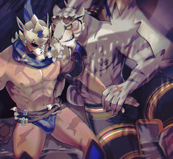 2boys anthro anthro_male anthro_on_human armor bara blush blushing breath bulge chest_tuft clothed clothing cygames daddy dilf dominant_male duo eyewear eyewear_on_head felid flower fur gay gerard_(world_flipper) hand_on_bulge headgear helmet hi_res human humanoid humanoid_hands k0bit0wani male male/male mammal muscular muscular_male nimbus_(world_flipper) nipples open_legs pantherine panting pecs plant scar seducing seductive seductive_eyes seductive_look seductive_smile shadow shiro_(world_flipper) speedo striped_body striped_fur stripes submissive_male sunglasses sunglasses_on_head swim_trunks swimming_trunks swimwear thick_legs thick_thighs thighs tiger tiger_ears tiger_print tiger_stripes tiger_tail tuft whiskers white_body white_fur world_flipper yellow_sclera zaddy