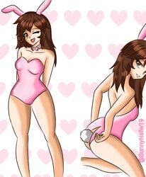 1girls brown_hair bunny_ears bunny_girl bunny_tail bunnysuit long_hair medium_ass nita-nsfw nita_(nita-nsfw) small_breasts sole_female