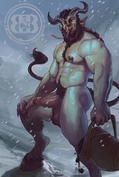 2018 5_fingers abs anthro bag ball_hair balls beard biceps big_balls body_hair boner bovid brown_body brown_fur brown_hair bruteandbrawn caprine christmas coal demon digital_media_(artwork) ear_piercing ear_ring erection facial_hair facial_piercing fingers foreskin fur genital_piercing genitals goat goatee hair half-erect happy_trail hi_res holidays hooves horn humanoid humanoid_genitalia humanoid_penis hybrid incubus krampus long_nails long_tongue looking_at_viewer male male_only mammal mane muscular muscular_male navel nipple_piercing nipples nose_piercing nose_ring outside pecs penis penis_piercing piercing prince_albert_piercing pubes red_eyes satyr sharp_teeth snow snowing solo teeth tongue uncut unretracted_foreskin watermark