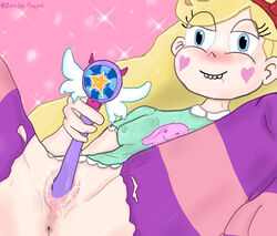 blonde_hair blue_eyes disney headwear magic masturbation princess pussy pussy_juice royal_magic_wand solo solo_female squirting star_butterfly star_vs_the_forces_of_evil wand